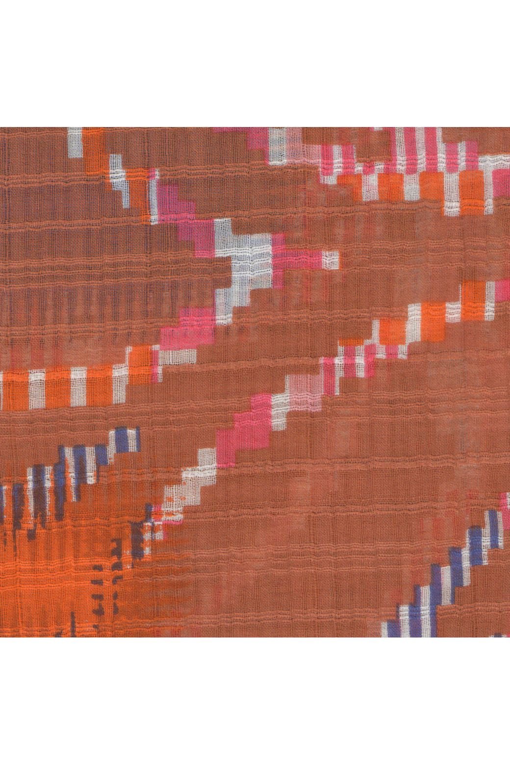 Lightweight botanical scarf by Mapoésie, hand-printed on crinkled cotton – Limited edition – AMBART Palma