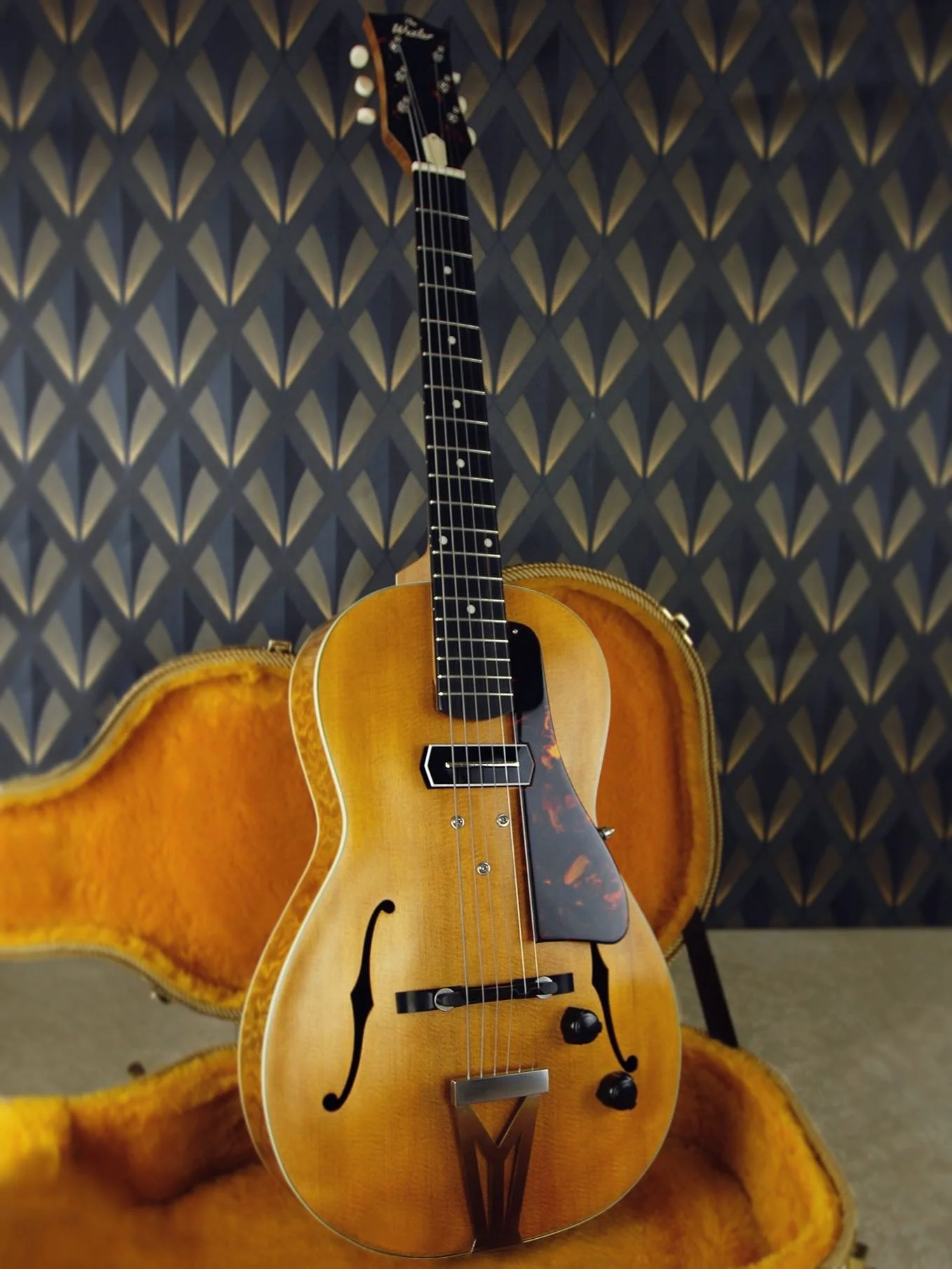 This ES-250 (Charlie Christian inspired) parlor sized electric archtop has been about a year in the making. Made as a custom project for @vintage_engineer_boots and lovingly dubbed &ldquo;The Wexler&rdquo; this Rosetta was both a challenge and an abs