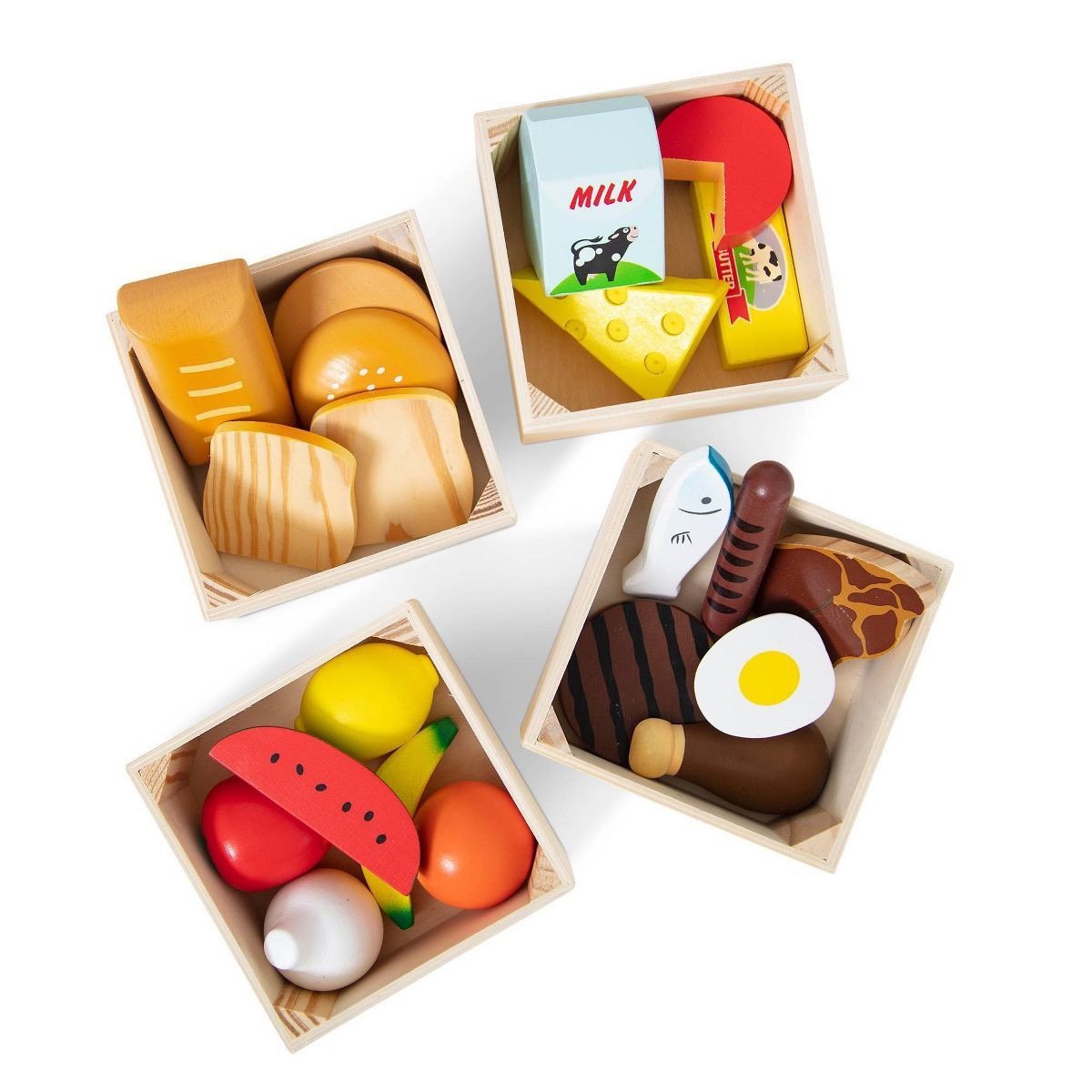 Melissa &amp; Doug Food Groups Wooden Play Foods For Grocery Store