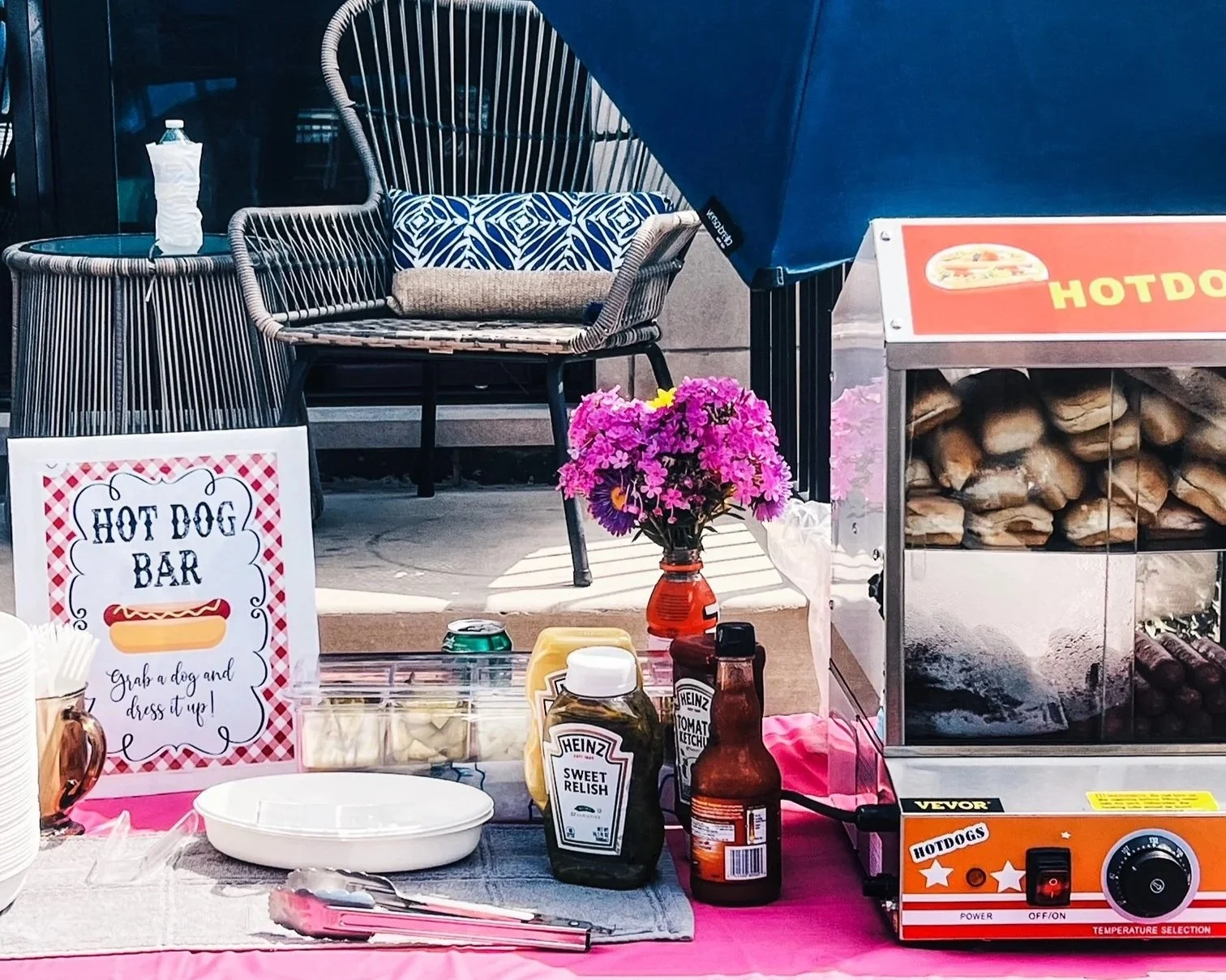 How to set up a DIY Hot Dog Bar at a birthday party.