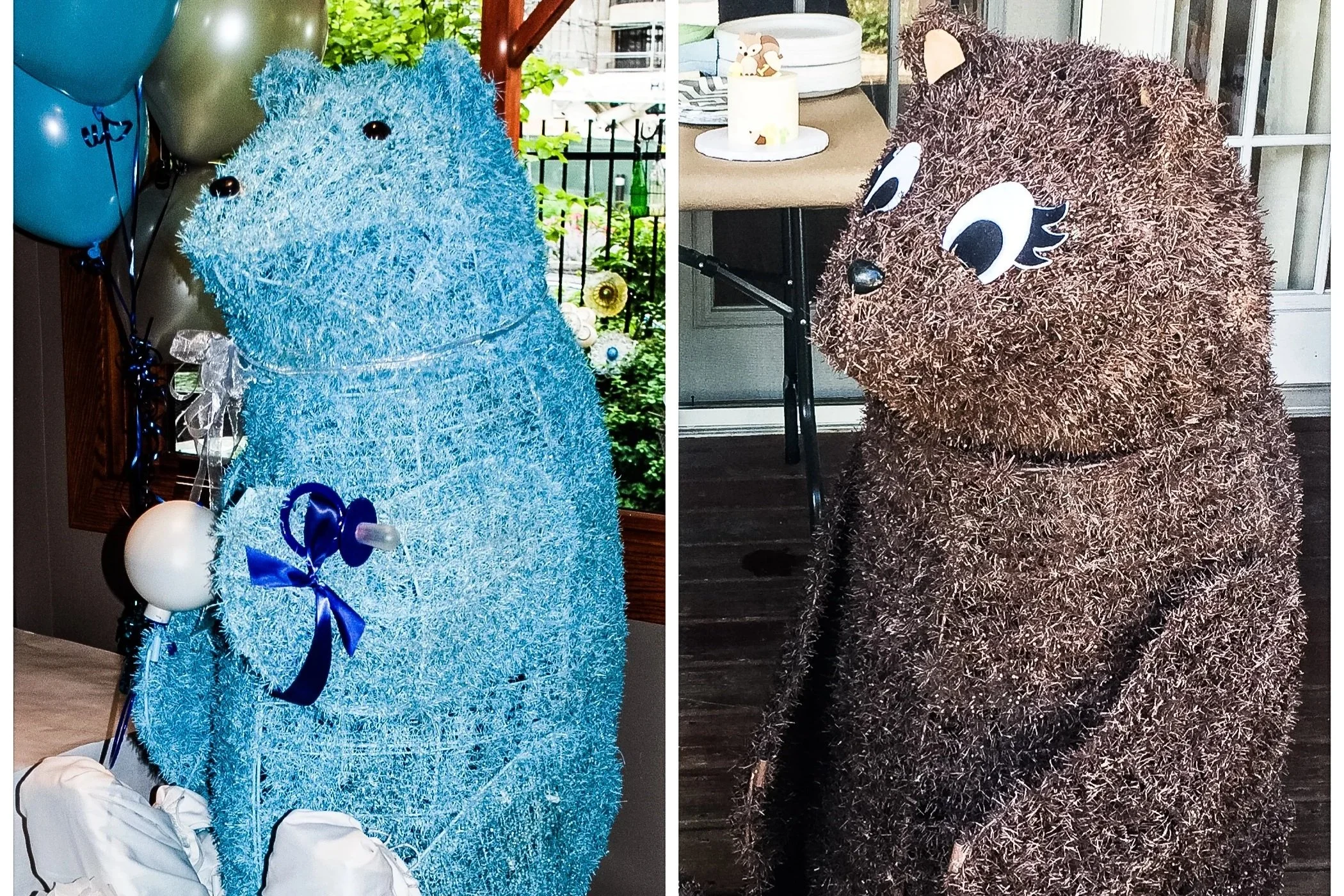 How to repurpose a bear that was used at a baby shower to one that can be used at a 1st birthday party.