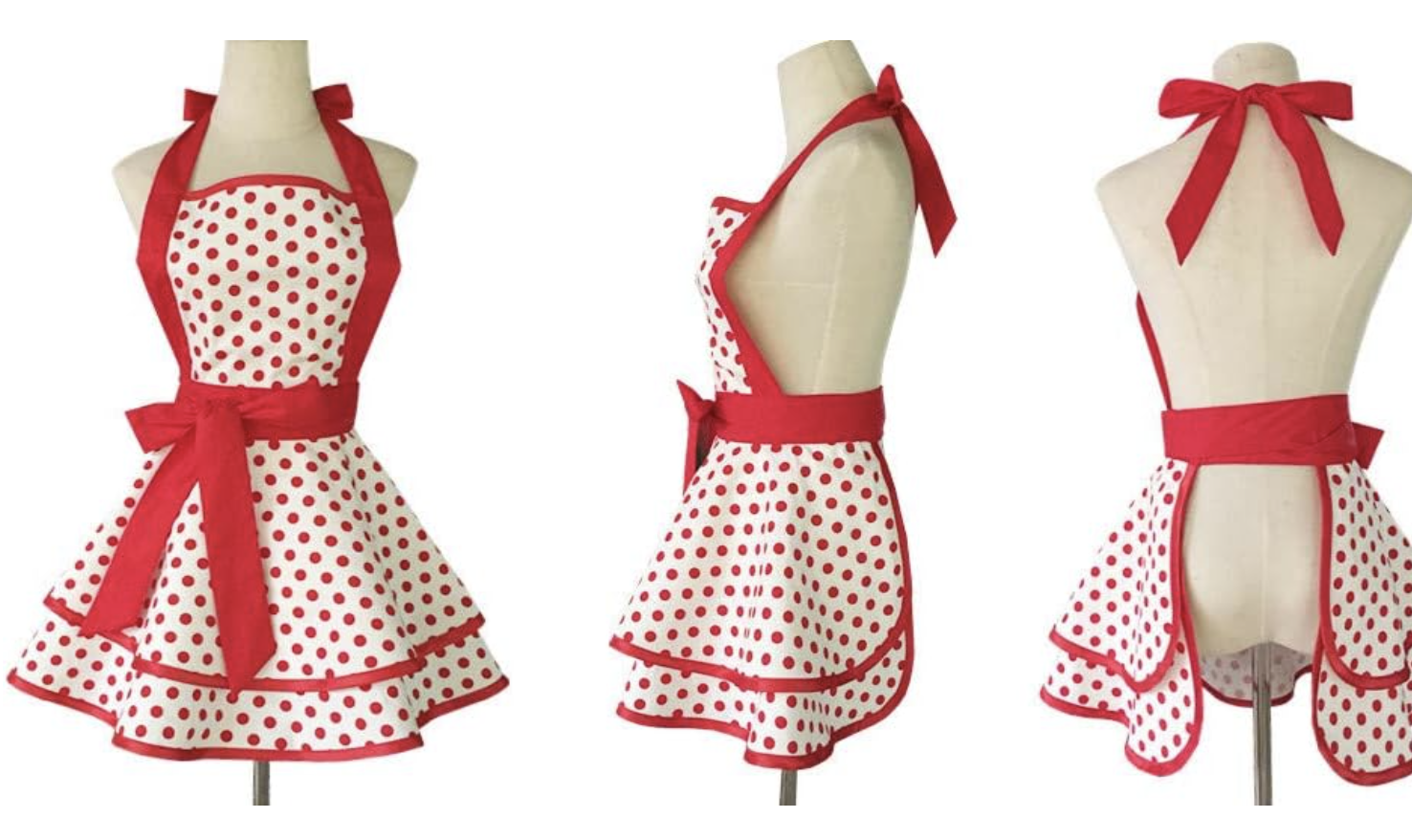 Retro red apron, wedding gift apron idea, apron memory game