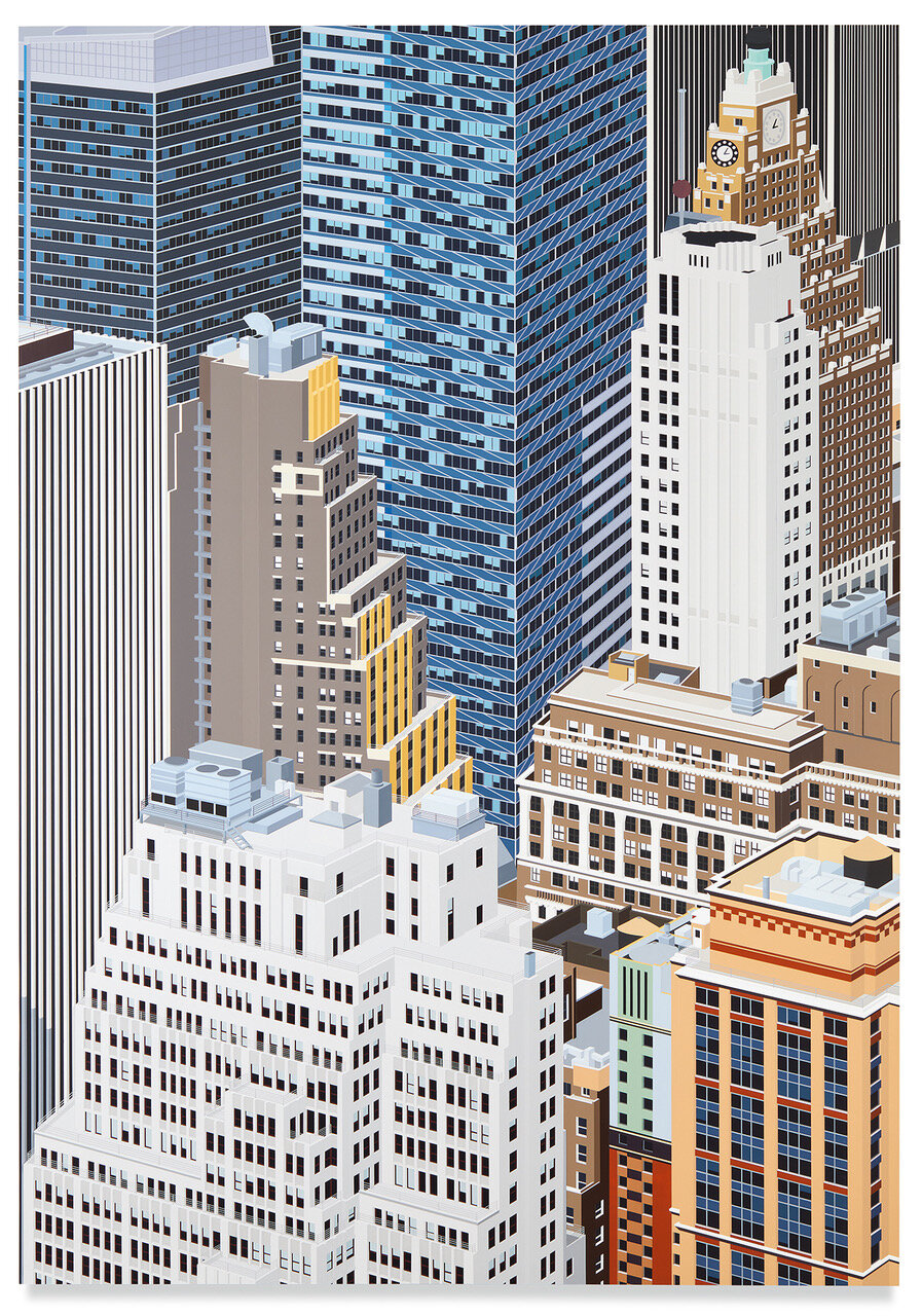 Midtown, NYC, 2020. Acrylic on Dibond 78 3/4 x 55" / 200 x 140 cm