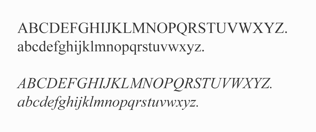 Times New Roman Regular + Italic.
