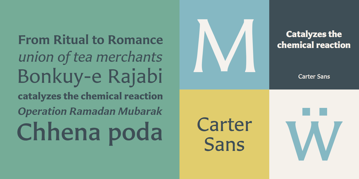 Carter Sans by Matthew Carter. Image via https://www.myfonts.com/fonts/itc/carter-sans/