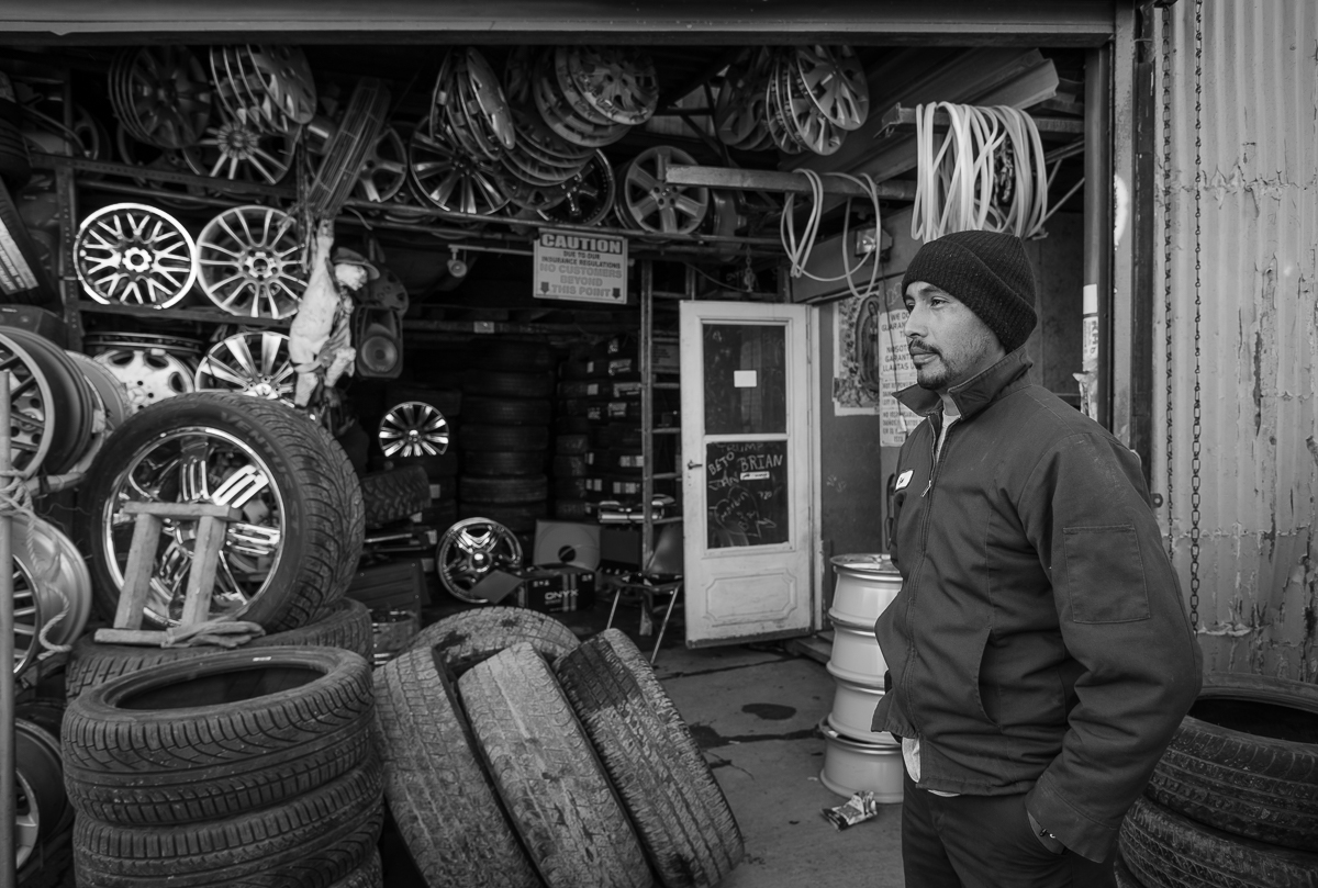 This man came here from Mexico 10 years ago to work in the area and now runs his own tire shop employing a few others.