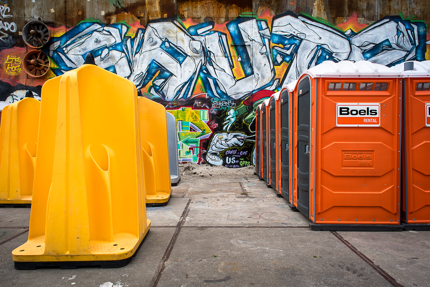 © Ayash Basu. Portable toilets gel well with the background and are moved easily to festival and performance venues as needed, within minutes.