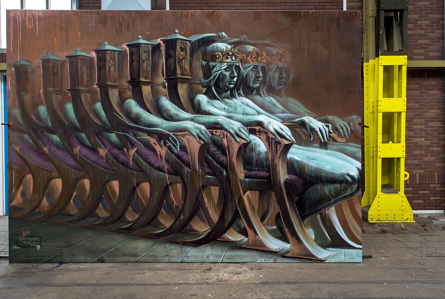 © Ayash Basu. Enormous art canvases (this one is 7 ft high) scatter the display halls, often shipped to other locations and then brought back to the mother ship.