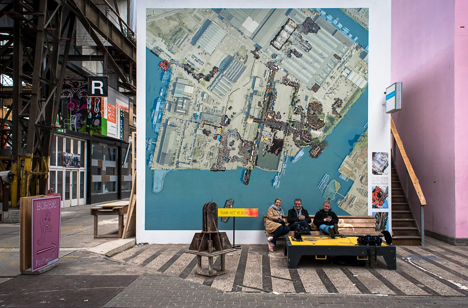 © Ayash Basu. A film crew waits for a business meeting with one of the local production houses. There are theaters, films, art projects, architectural designs, 3D prints, all happening right here at this ten thousand sq. meter defunct shipyard.