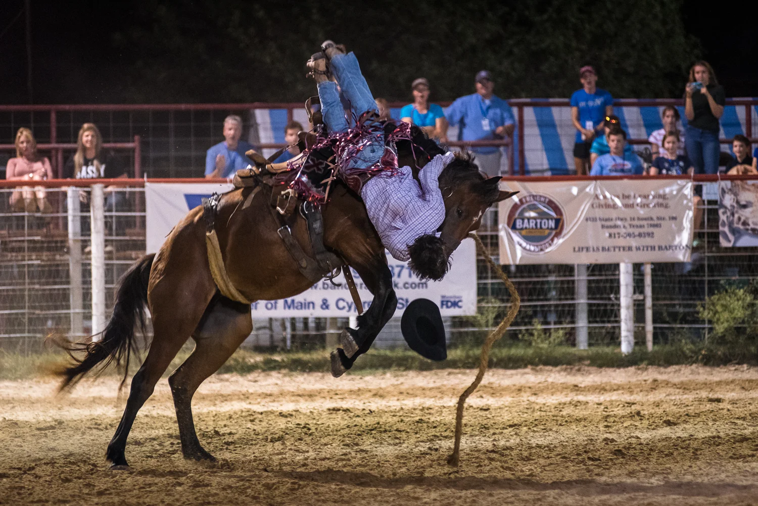 © Ayash Basu. Broncs have exceptional strength and agility, and even an eight second ride takes immense toll on a cowboy's body. A money-winning ride involves more than brute strength as technique and timing account a lot for points. Bandera 2017.