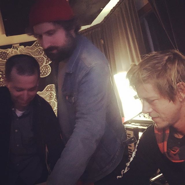 Josh Kaufman, Matt Barrick, and Paul Banks, coaxing the Farfisa into being a VIP. #newmusic #recordingstudio #theisokon #farfisa #vip #luxuryorgan
