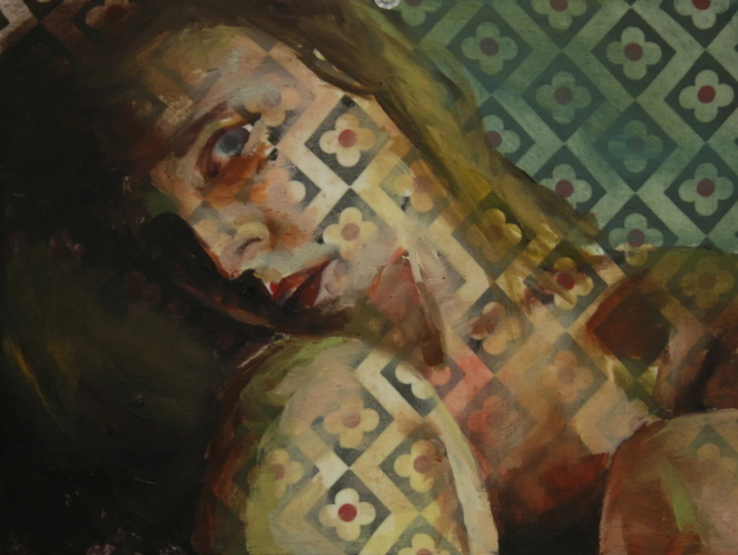 Tiled Oil on fabric 6"x4" 2013