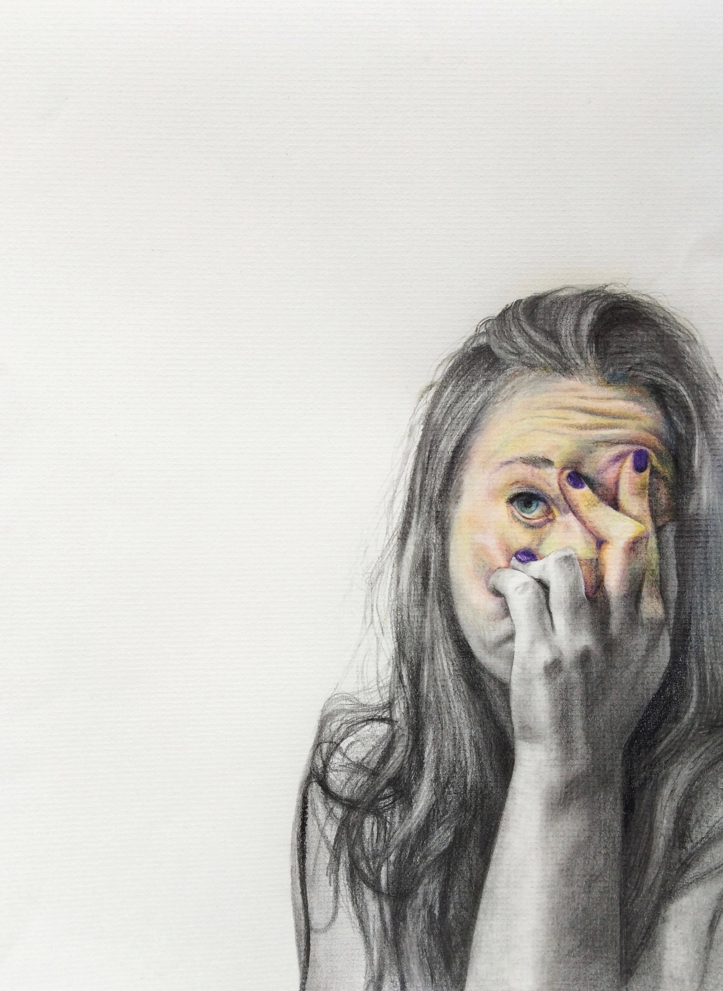 Wake Up Graphite and Chalk Pastel 9”x12” 2018
