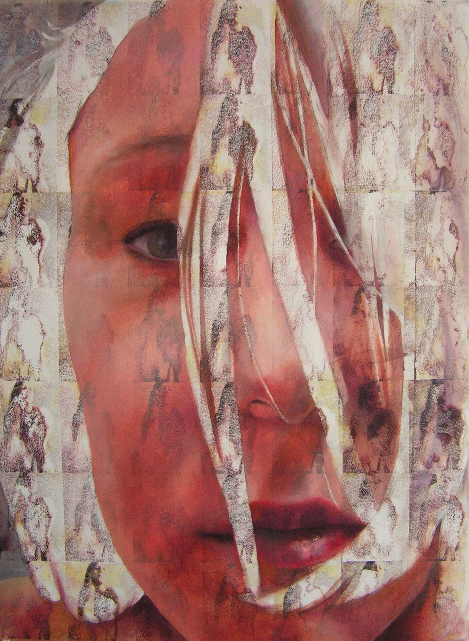 Portrait I Oil paint on acetone transfers 24"x32" 2015