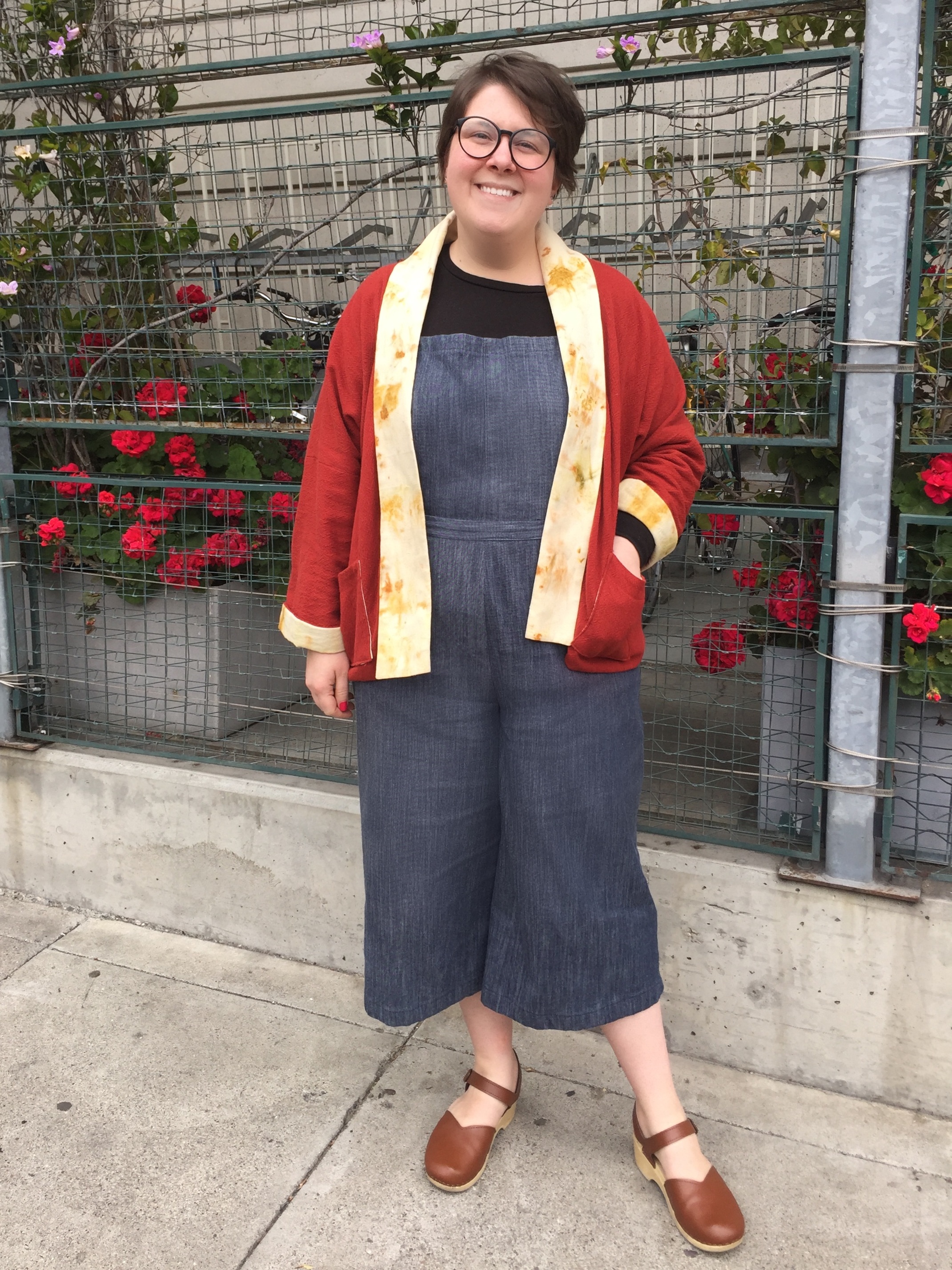 May 6: Jenny Overalls, Wiksten Haori with Eco-Printed silk lining