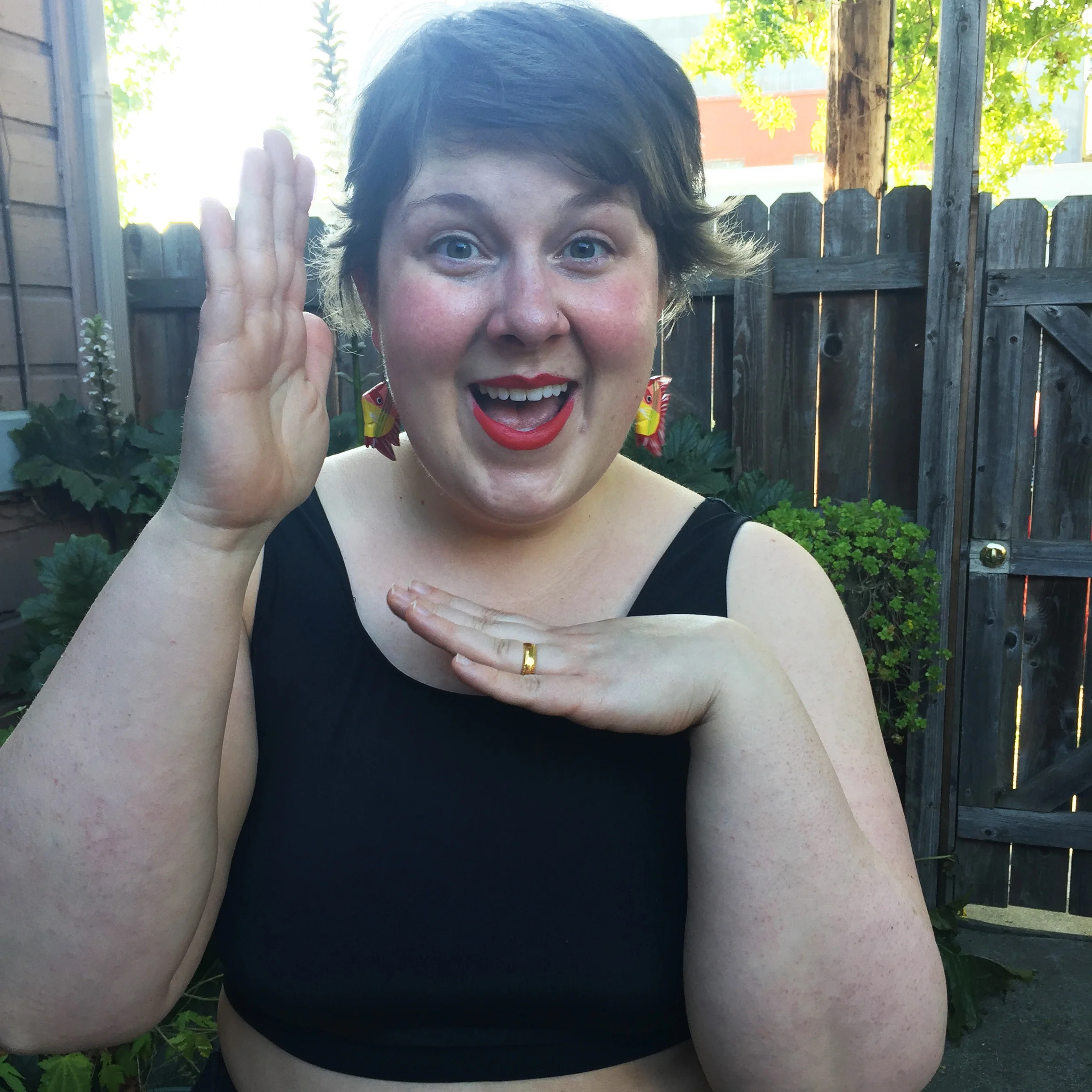 giant fish earrings for the swimsuit win!