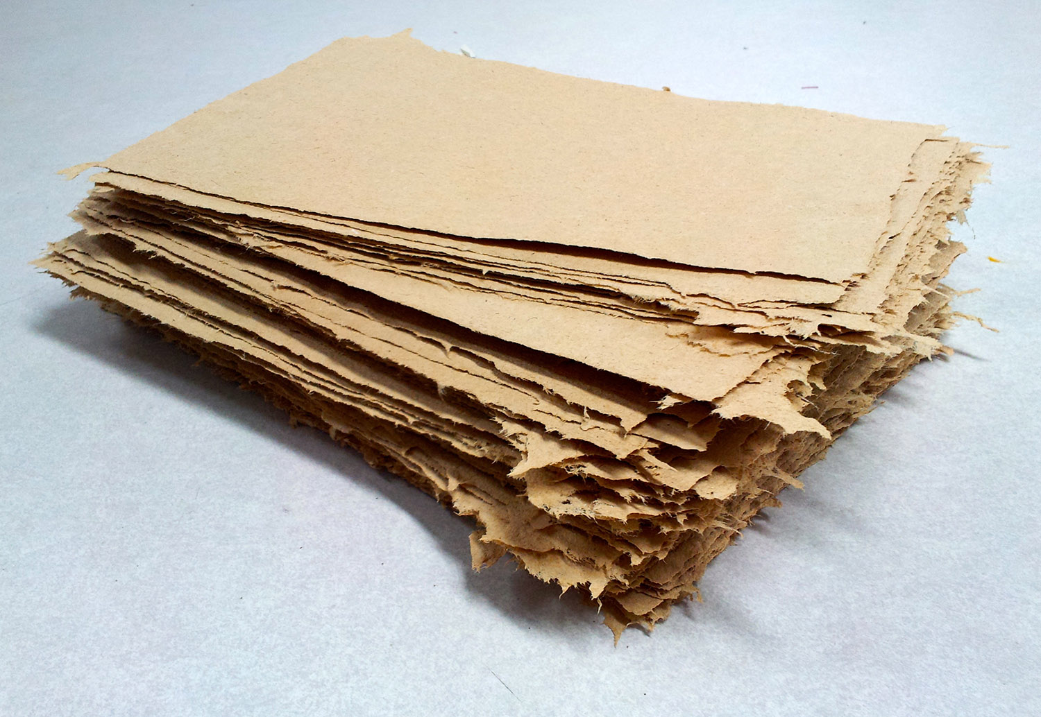 The finished stack of about 80 sheets of locally grown and handmade flax paper.