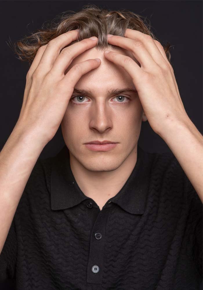 Colour portrait black backdrop by Karine Kong