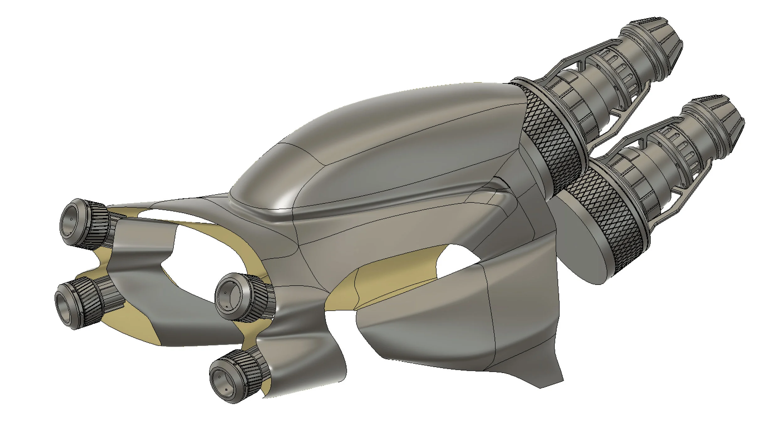 The second step was to build up the main parts in 3d. In Fusion 360 I used the mix of freeform sculpting and solid body modelling.