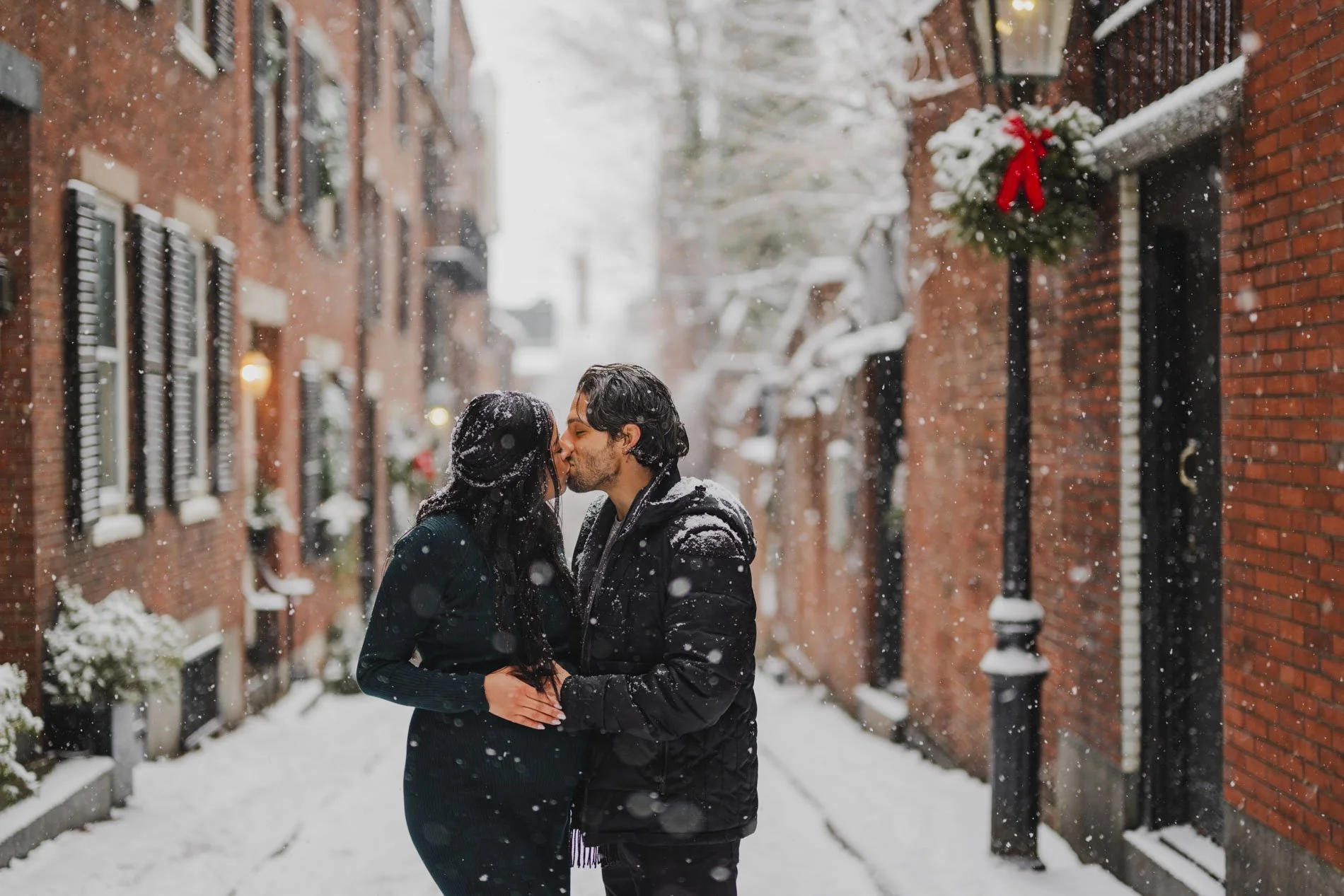 Snowy Pregnancy Session in Beacon Hill - Now Booking Winter Minis!