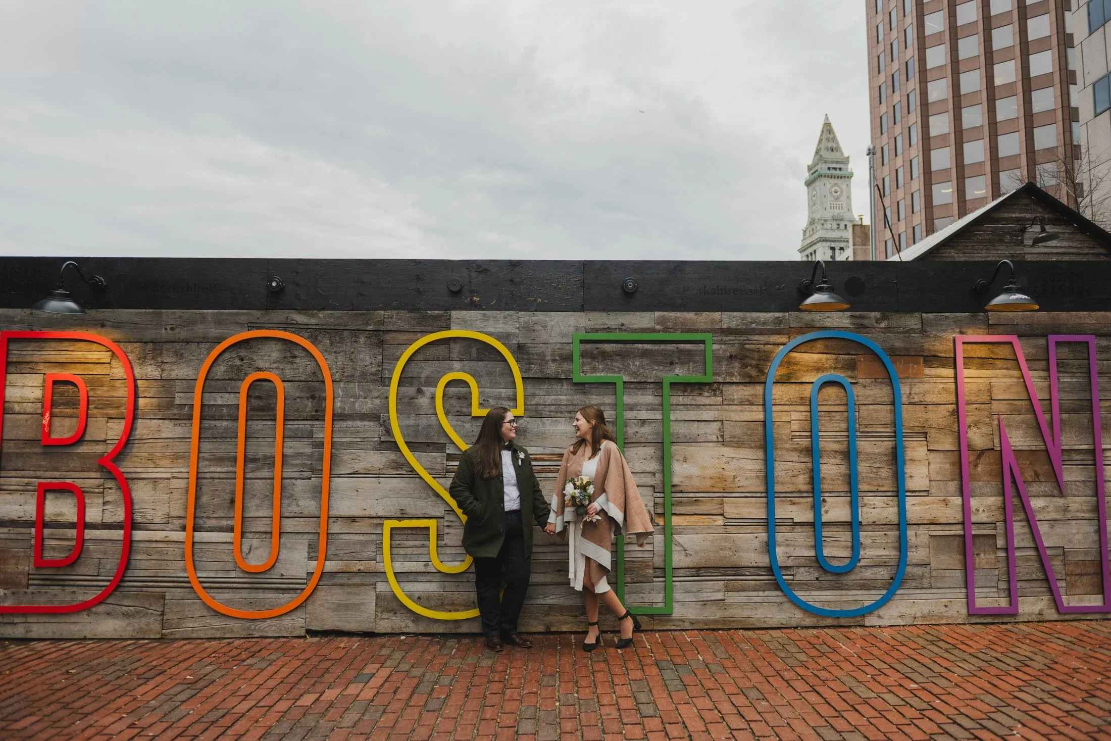 Winter Boston City Hall Elopement: Savannah, Sarah &amp; Their Beloved Pup Lou