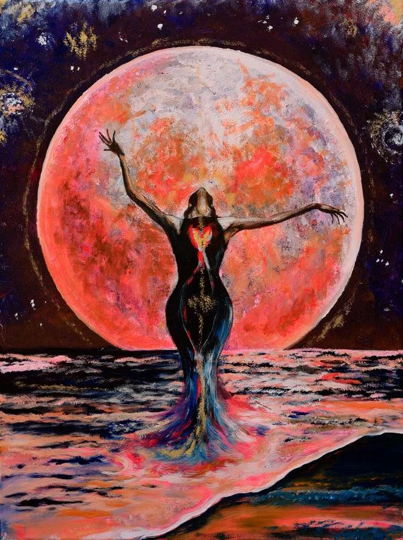 Full Moon Red Tent