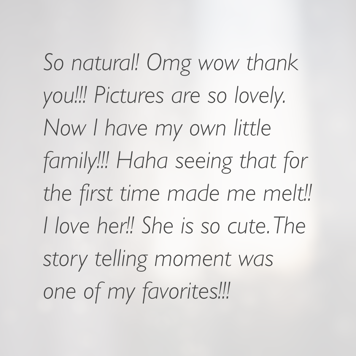 Client testimonial "So natural!" - positive reviews for Sunday Kind of Love