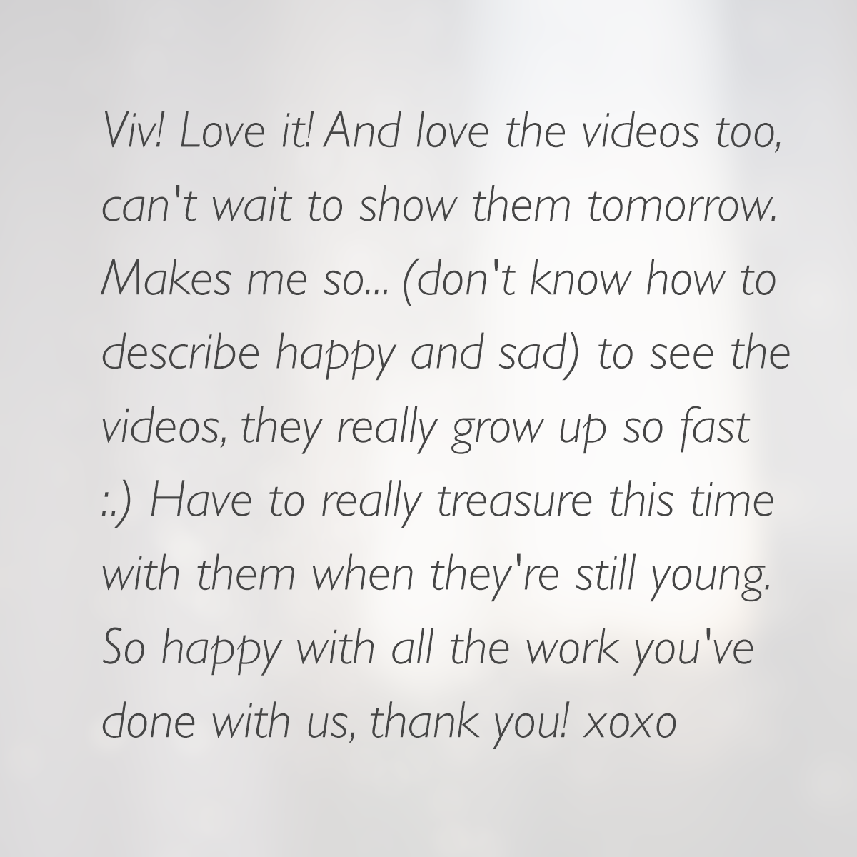 "Love the video." Praise for Sunday Kind of Love family video
