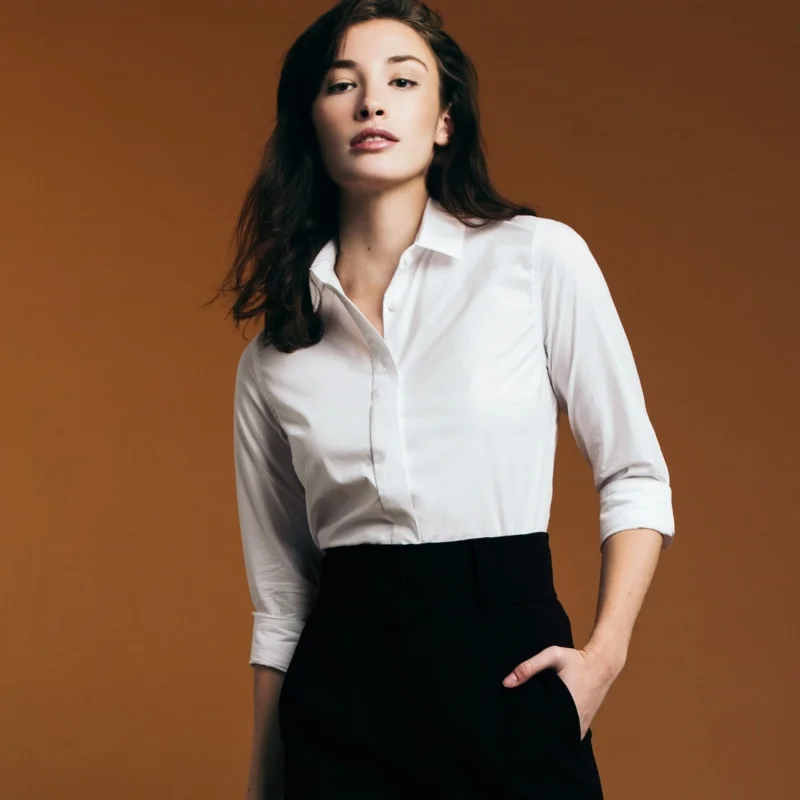 designer white button up shirt