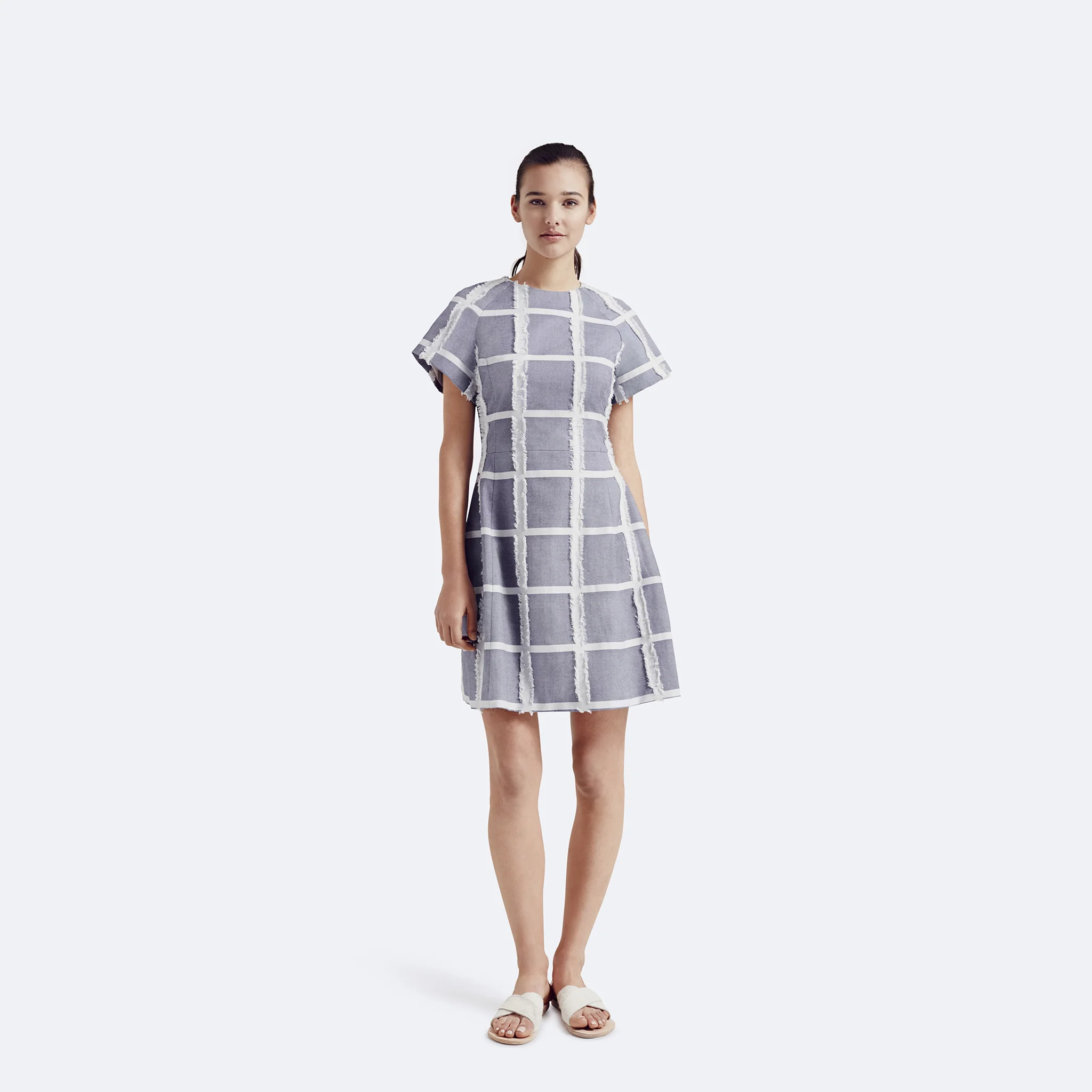 Rallier - Lily Dress - Signature Check Print - Ink - Front.jpg