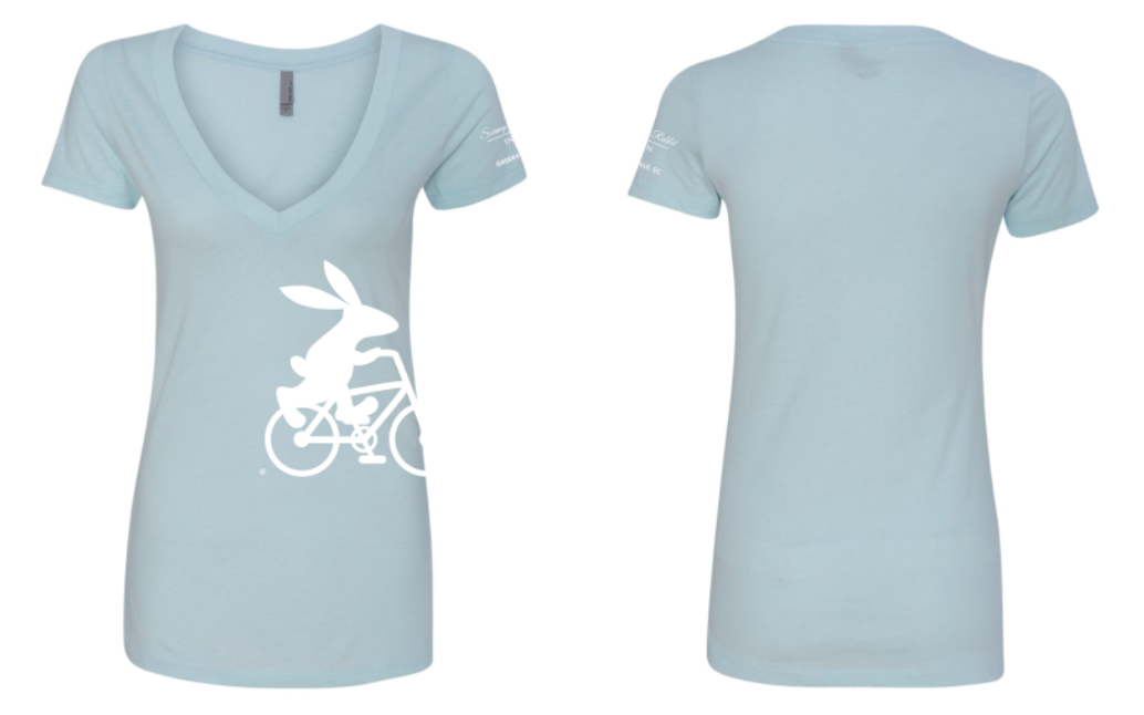 Swamp Rabbit Inn Women's Light Blue V Neck T Shirt