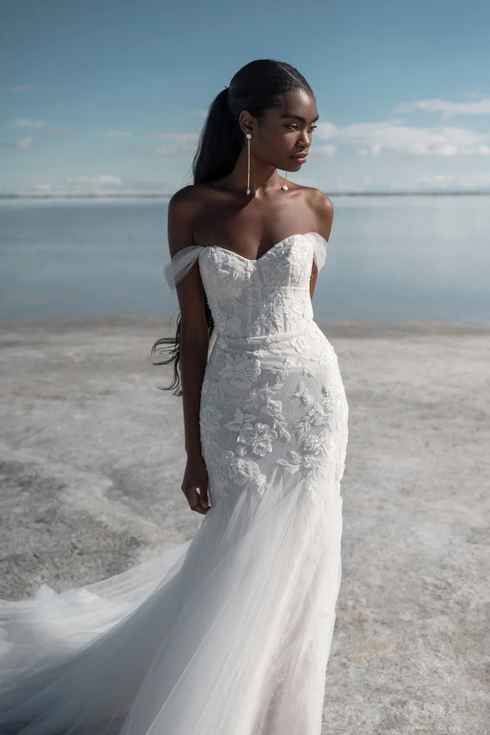 jenny yoo lace wedding dress Jenny by Jenny Yoo Dove Long-Sleeve Off-The-Shoulder Lace Wedding Gown