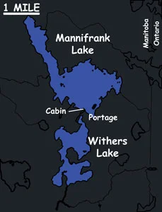 MANNIFRANK LAKE Primary Species: Walleye and Pike Area: 1700 Acres Portage Lake Area: 800 Acres Guest Capacity: 8