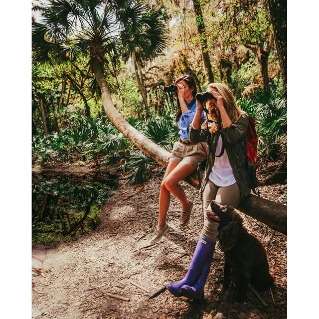 Sarah Vickers and her friend Tori Linder birding Myakka River State Park, Florida, Feb. 2016. Photo by Carlton Ward. 