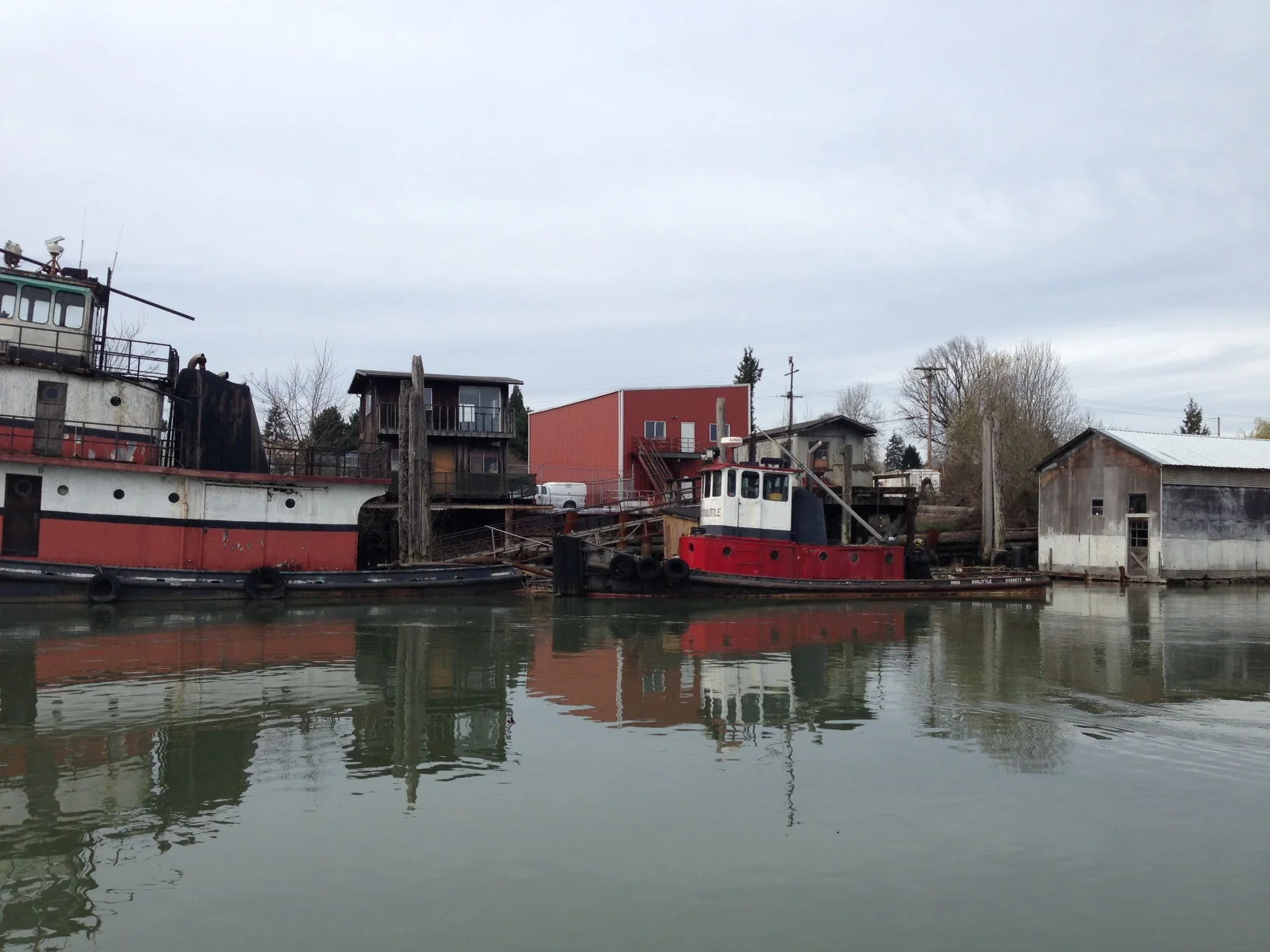 Working and retired vessels along the slough.