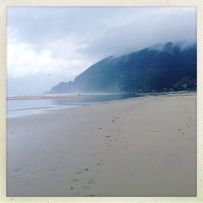 The beach at Manzanita, and cliffs to the north.