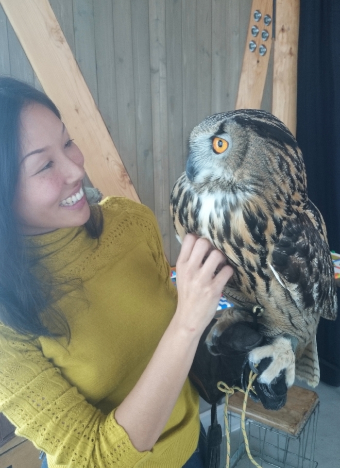 Jane and an Eurasion Owl.
