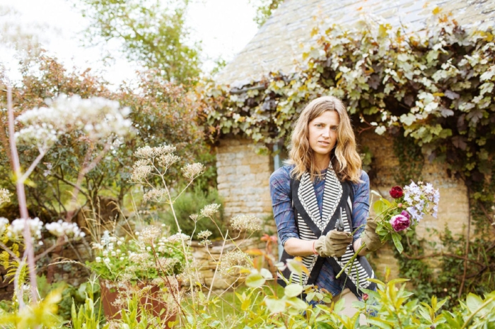 More Selby. Why not wear awesome clothes while cutting flowers?!