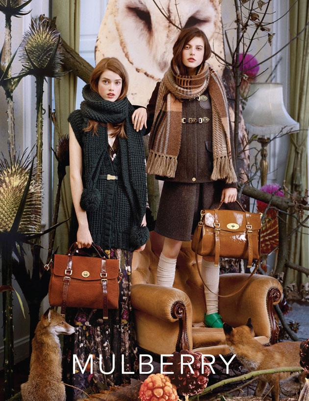 Mulberry F/W 2011. Barn Owl behind them. Image: Tim Walker