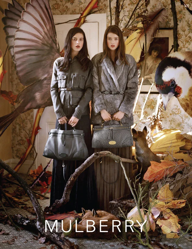 Mulberry F/W 2011. That's a giant European Goldfinch in the background. Image: Tim Walker