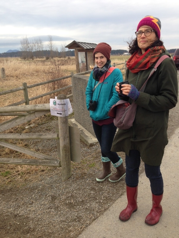 Pals Laurel and Elisa at West 90, a great spot for owls (usually!). Also for hunters.