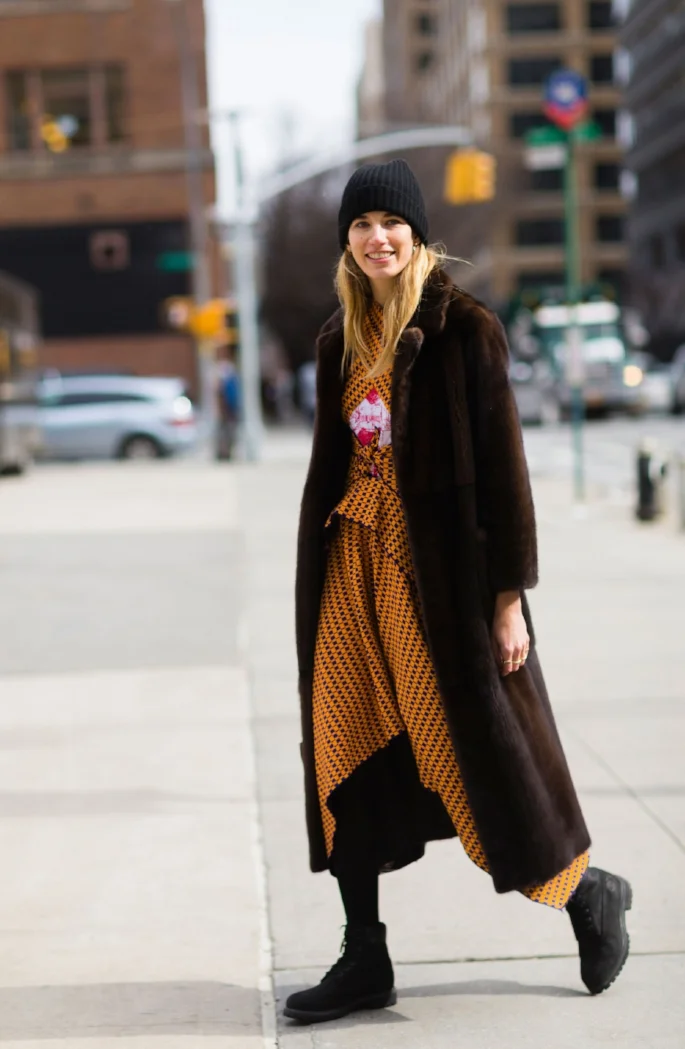 Veronika Heilbrunner, New York Fashion Week. A skirt and warm tights, kinda Yama Girl ? Image: Nabile Quenum.