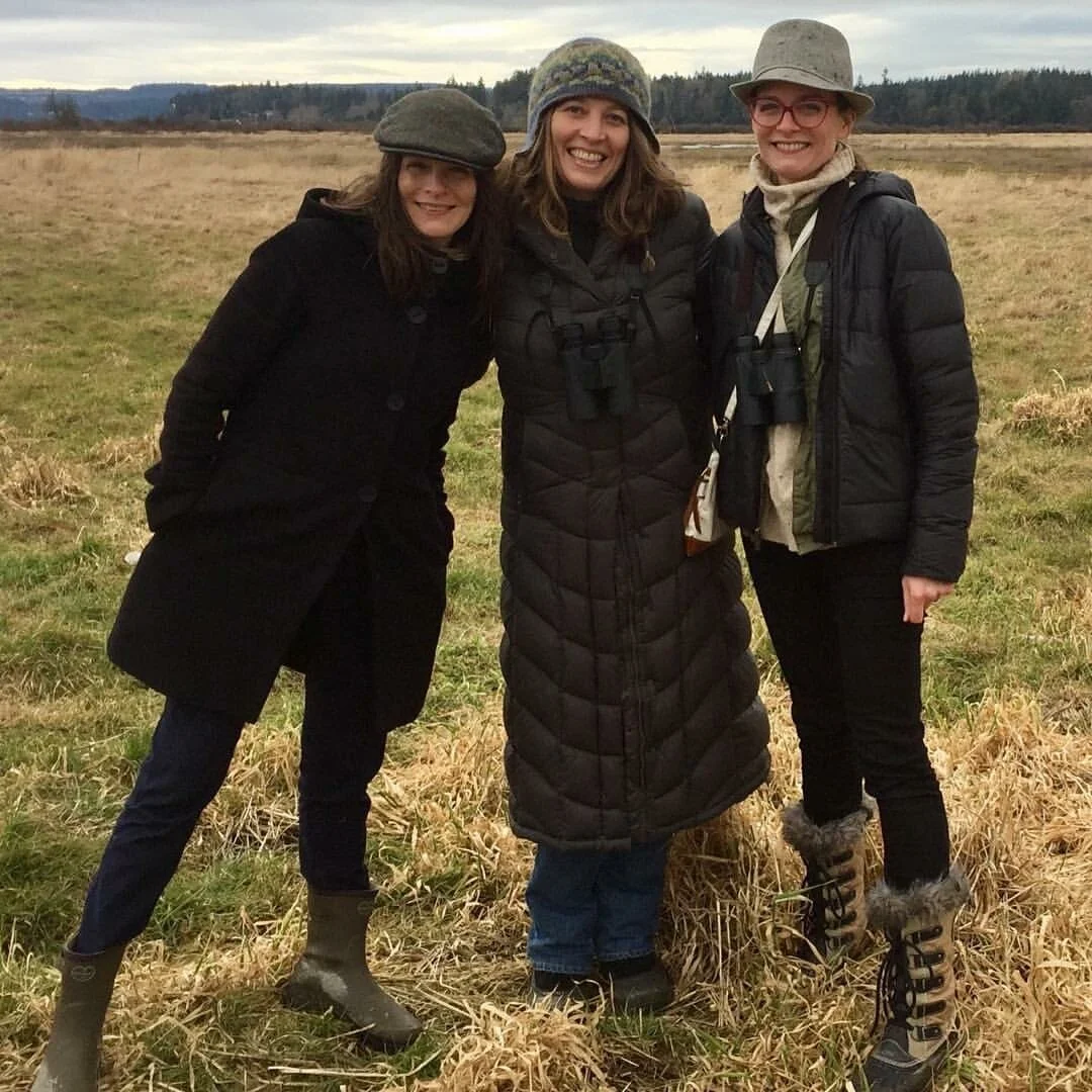 Left to right, Bryony Angell, Katie Klahn and Gilia Angell, at Edie Road outside Stanwood, WA. Photo by Elisa Murray.