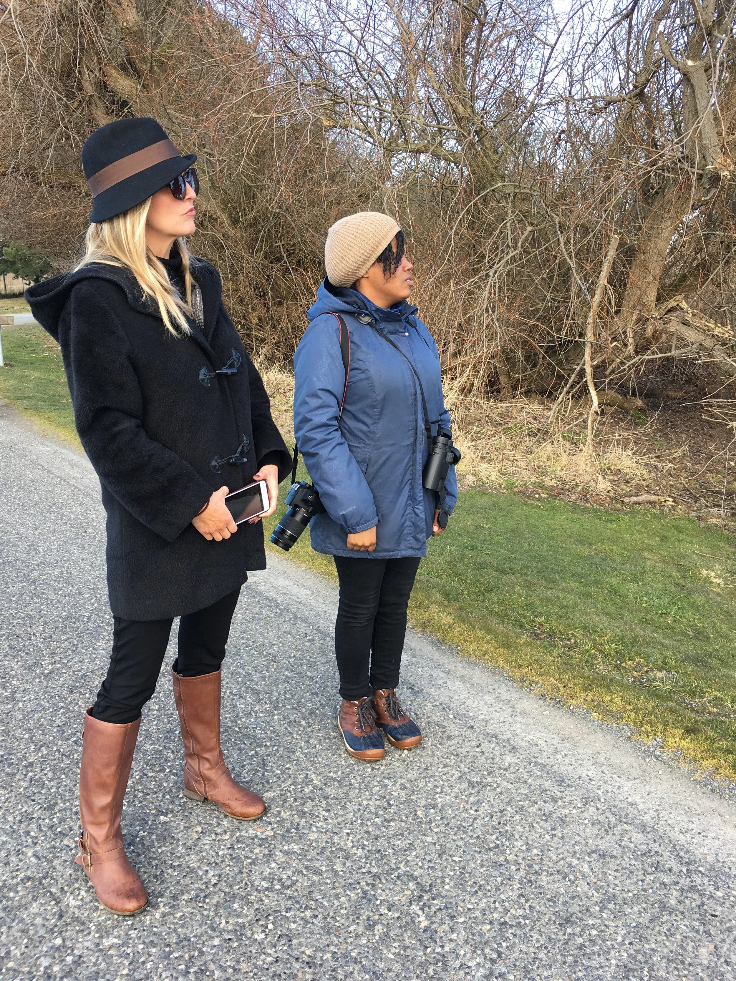 My friends Jackie Thai and Tiffany Adams looking fine in their respective day of birding outfits.