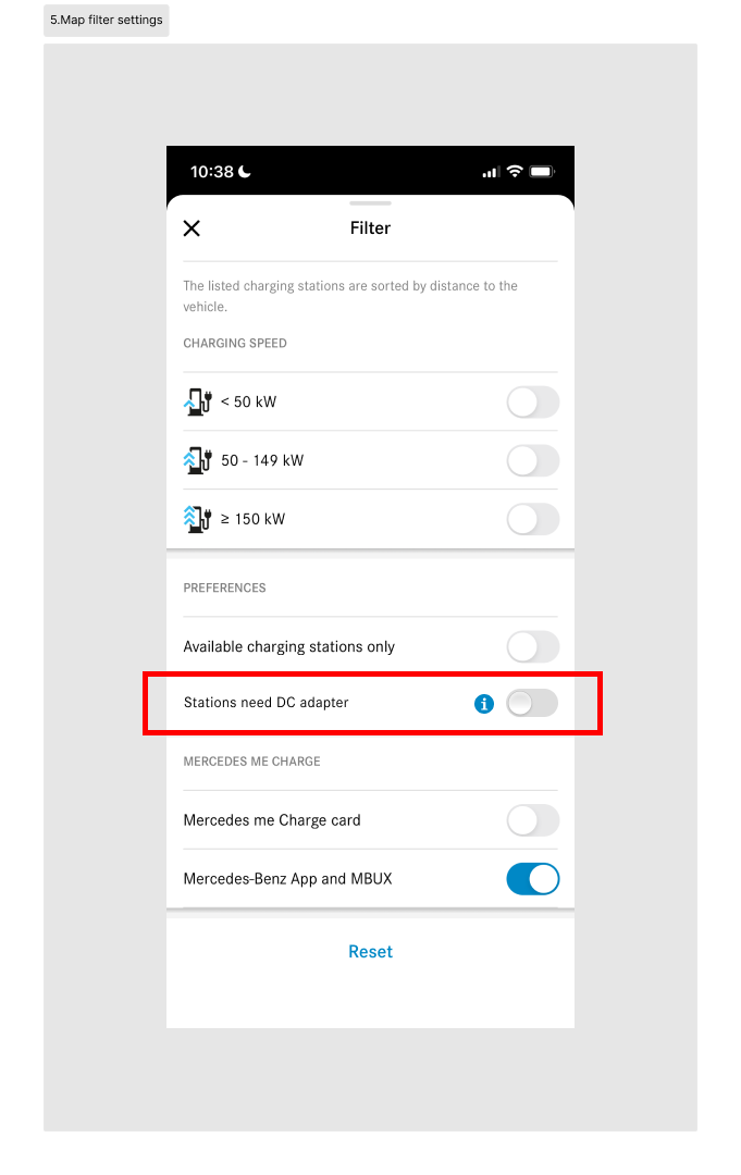 4. Map filter settings