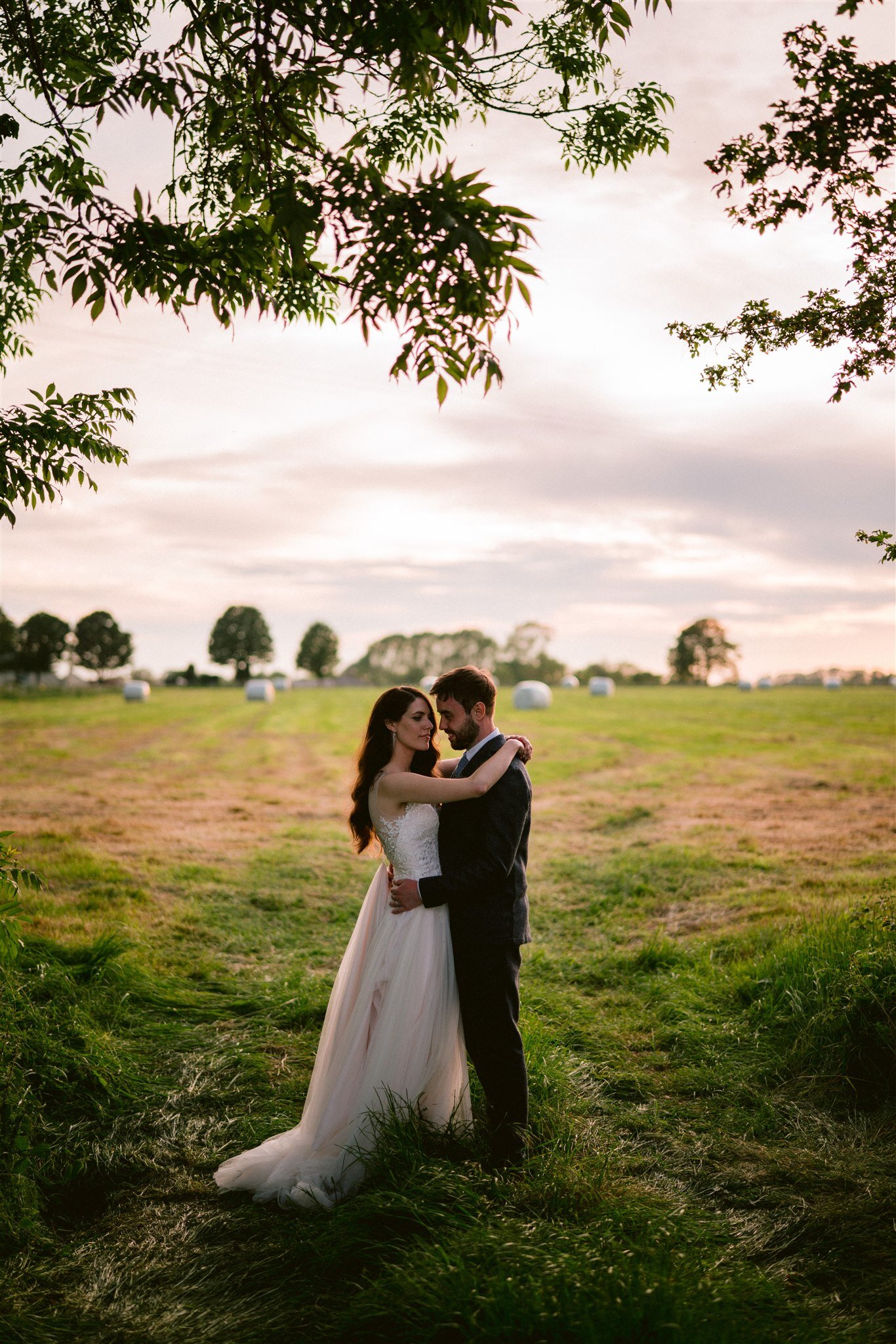 Golden hour Wedding Portrait in British Countryside | Kent Wedding Photographer