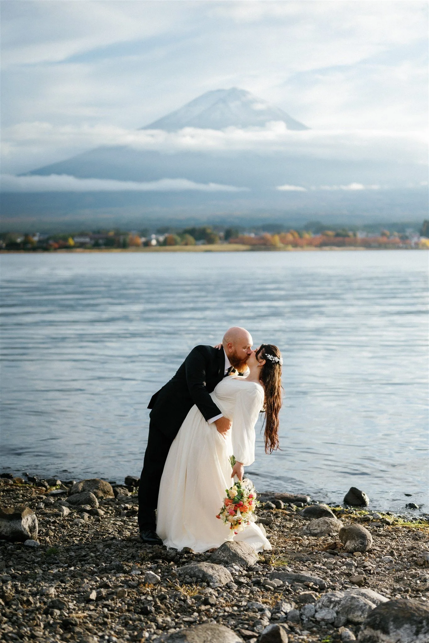 Bride and Groom portrait at Mount Fuji, Japan