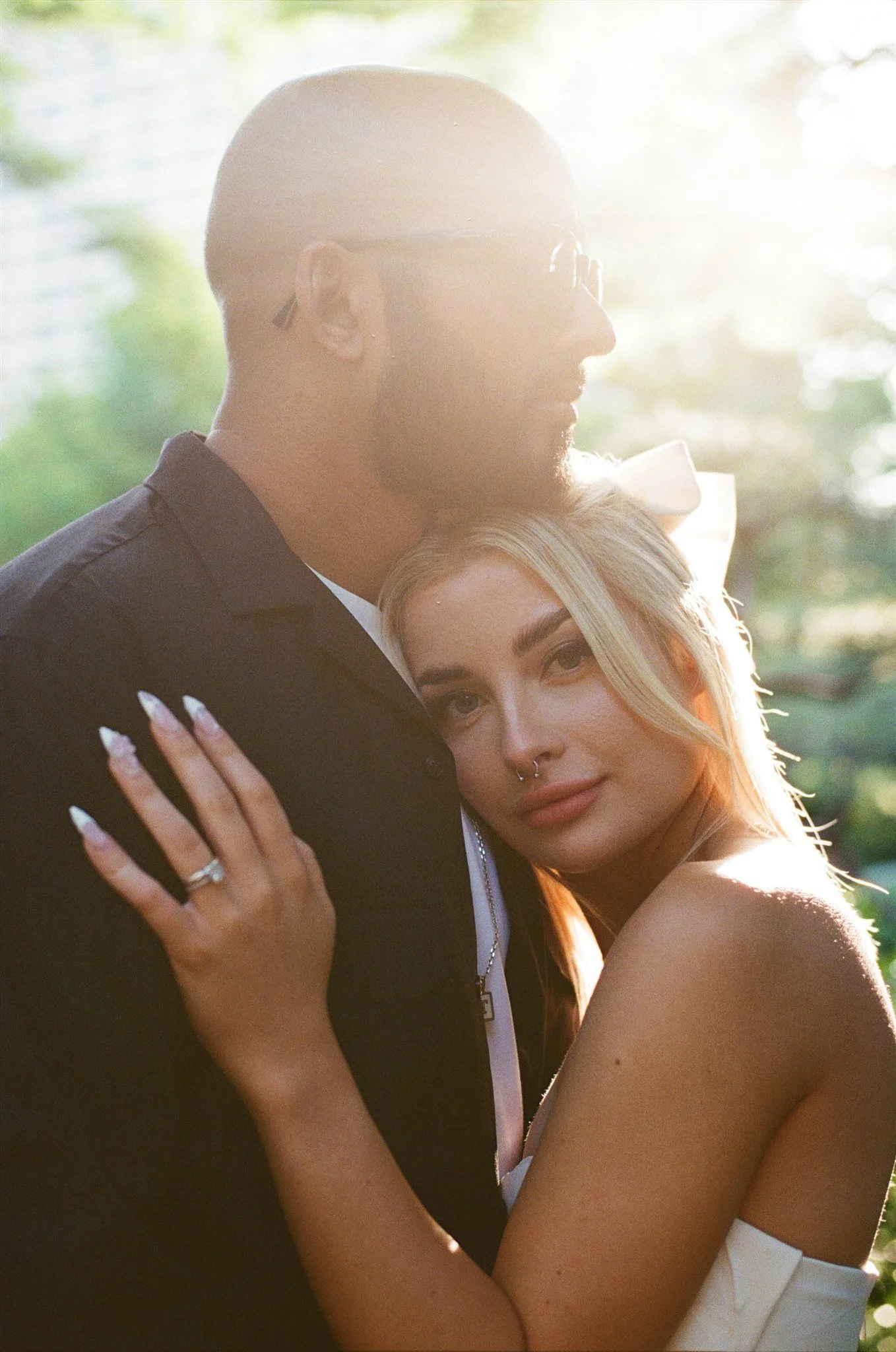 Intimate elopement portrait captured on film Japan