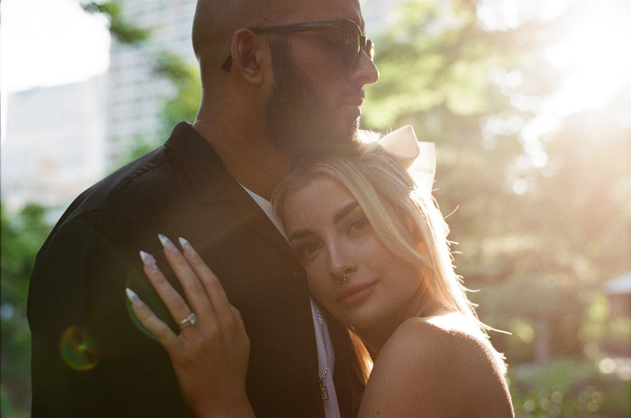 Intimate elopement portrait captured on film Japan