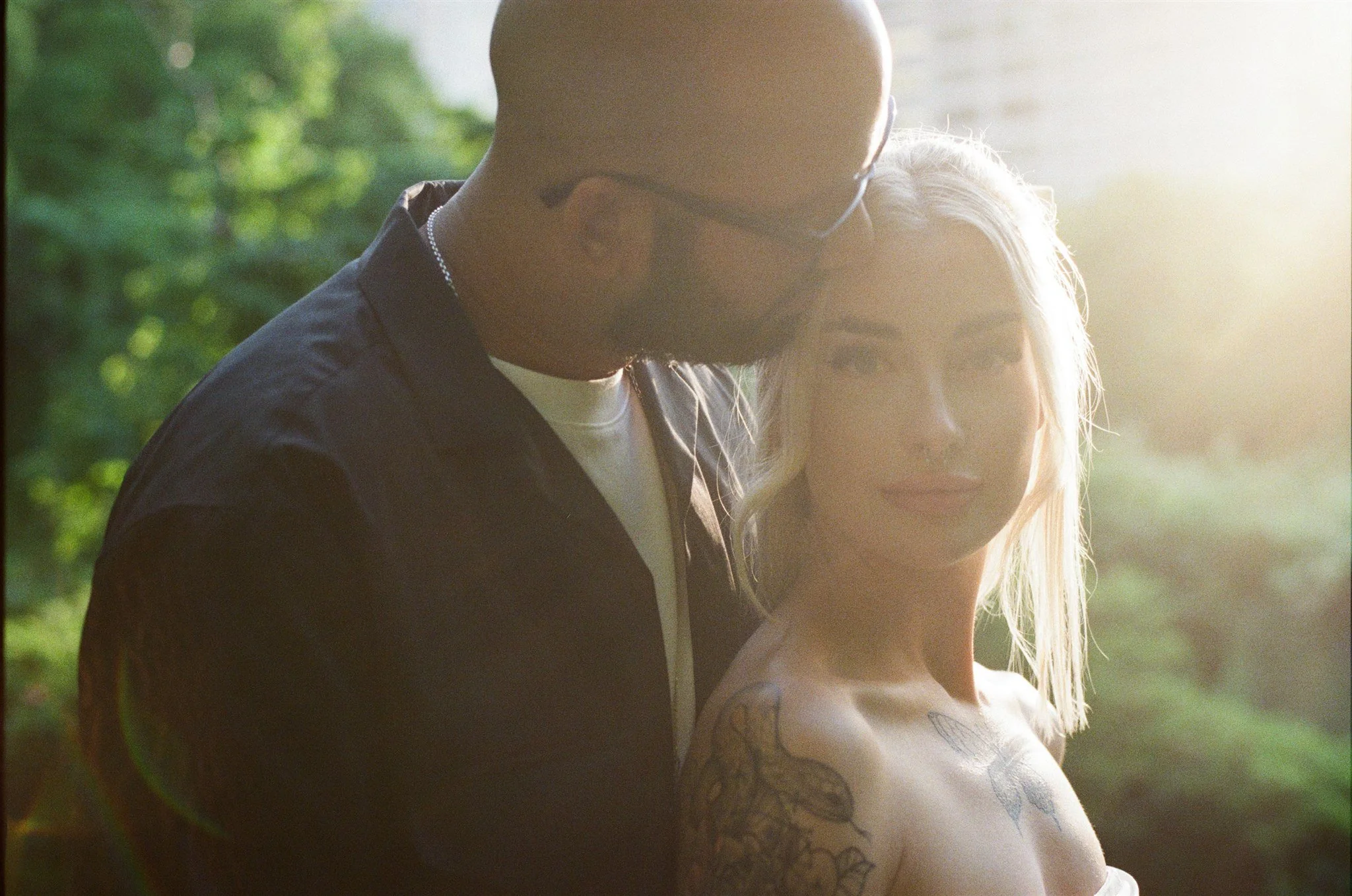 Intimate elopement portrait captured on film Japan